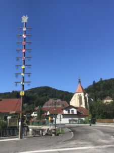 So prächtige Zunftbäume wie  hier in Weiten sieht man in den Gemeinden am Lebensweg ehre selten