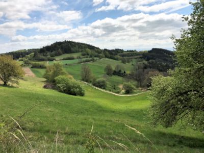 So sanfte Hügel, vom Bergrücken aus bewundert